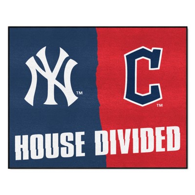 Fan Mats  LLC MLB House Divided - Yankees / Guardians House Divided House Divided Rug - 34 in. x 42.5 in. Blue