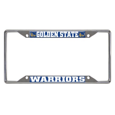 Fan Mats  LLC Golden State Warriors Chrome Metal License Plate Frame, 6.25in x 12.25in Blue