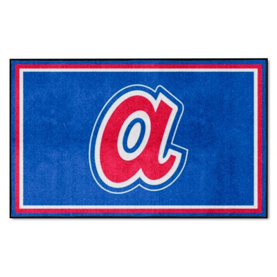 Fan Mats  LLC Atlanta Braves 4x6 Rug Retro Blue