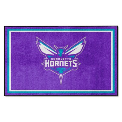 Fan Mats  LLC Charlotte Hornets 4ft. x 6ft. Plush Area Rug Purple