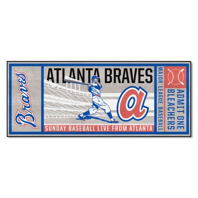Fan Mats  LLC Atlanta Braves Ticket Runner Rug - 30in. x 72in. Gray
