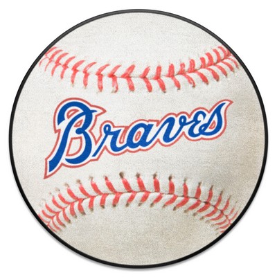 Fan Mats  LLC Atlanta Braves Baseball Rug - 27in. Diameter 1974 Retro Logo White