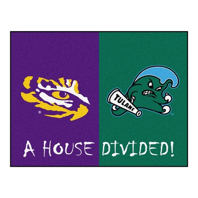 Fan Mats  LLC House Divided - LSU / Tulane House Divided House Divided Rug - 34 in. x 42.5 in. Multi