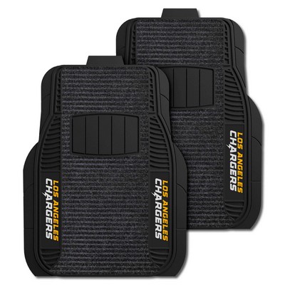 Fan Mats  LLC Los Angeles Chargers 2 Piece Deluxe Car Mat Set Black