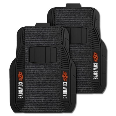 Fan Mats  LLC Oklahoma State Cowboys 2 Piece Deluxe Car Mat Set Black