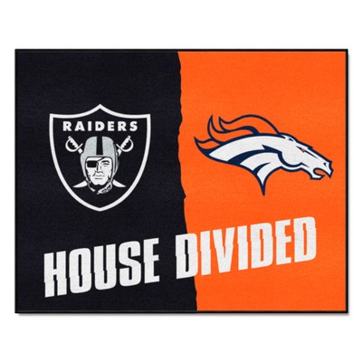 Fan Mats  LLC NFL House Divided - Raiders / Broncos House Divided Rug - 34 in. x 42.5 in. Multi