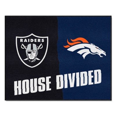 Fan Mats  LLC NFL House Divided - Broncos / Raiders House Divided Rug - 34 in. x 42.5 in. Multi