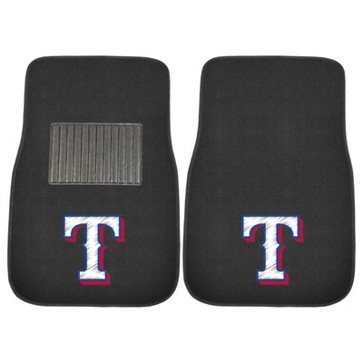 Fan Mats  LLC Texas Rangers Embroidered Car Mat Set - 2 Pieces Black