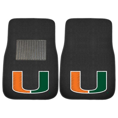 Fan Mats  LLC Miami Hurricanes Embroidered Car Mat Set - 2 Pieces Black