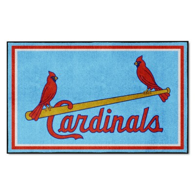 Fan Mats  LLC St. Louis Cardinals 4ft. x 6ft. Plush Area Rug Light Blue