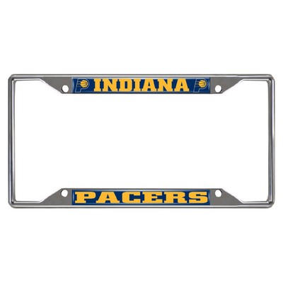 Fan Mats  LLC Indiana Pacers Chrome Metal License Plate Frame, 6.25in x 12.25in Navy