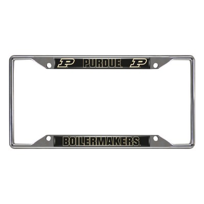 Fan Mats  LLC Purdue Boilermakers Chrome Metal License Plate Frame, 6.25in x 12.25in Chrome