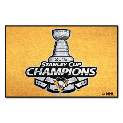 Fan Mats  LLC Pittsburgh Penguins Starter Mat Accent Rug - 19in. x 30in., 2016 NHL Stanley Cup Champions Yellow