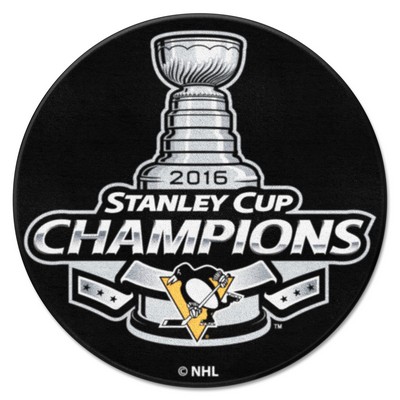 Fan Mats  LLC Pittsburgh Penguins Hockey Puck Rug - 27in. Diameter, 2016 NHL Stanley Cup Champions Black