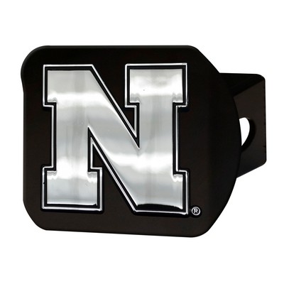 Fan Mats  LLC Nebraska Cornhuskers Black Metal Hitch Cover with Metal Chrome 3D Emblem Chrome