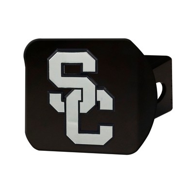 Fan Mats  LLC Southern California Trojans Black Metal Hitch Cover with Metal Chrome 3D Emblem Cardinal