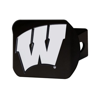 Fan Mats  LLC Wisconsin Badgers Black Metal Hitch Cover with Metal Chrome 3D Emblem Red