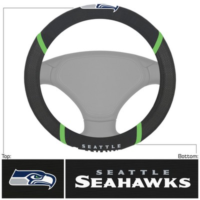 Fan Mats  LLC Seattle Seahawks Embroidered Steering Wheel Cover Black