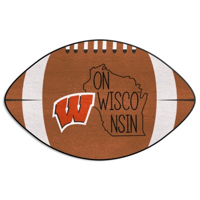 Fan Mats  LLC Wisconsin Badgers Southern Style Football Rug - 20.5in. x 32.5in. Brown