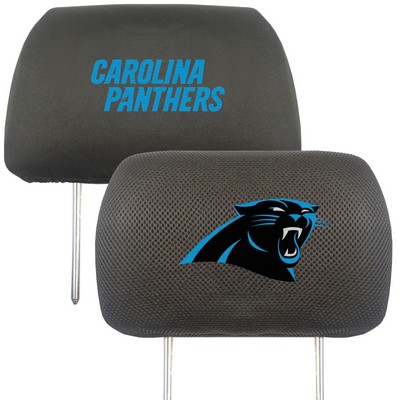 Fan Mats  LLC Carolina Panthers Embroidered Head Rest Cover Set - 2 Pieces Black
