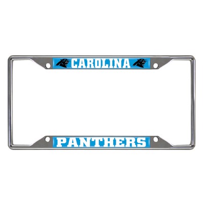 Fan Mats  LLC Carolina Panthers Chrome Metal License Plate Frame, 6.25in x 12.25in Black