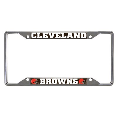 Fan Mats  LLC Cleveland Browns Chrome Metal License Plate Frame, 6.25in x 12.25in Orange