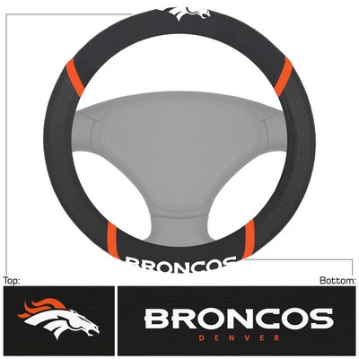 Fan Mats  LLC Denver Broncos Embroidered Steering Wheel Cover Black
