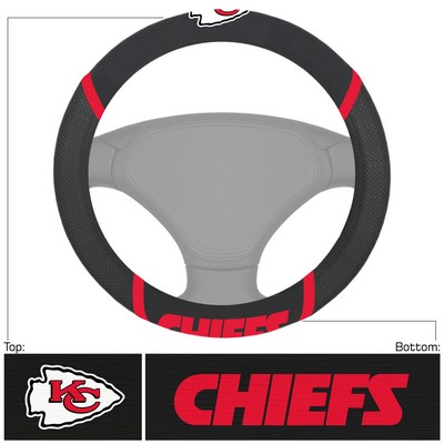 Fan Mats  LLC Kansas City Chiefs Embroidered Steering Wheel Cover Black