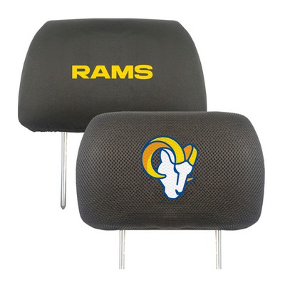 Fan Mats  LLC Los Angeles Rams Embroidered Head Rest Cover Set - 2 Pieces Black