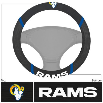 Fan Mats  LLC Los Angeles Rams Embroidered Steering Wheel Cover Black