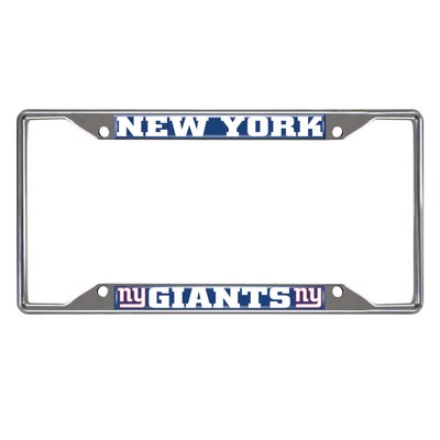 Fan Mats  LLC New York Giants Chrome Metal License Plate Frame, 6.25in x 12.25in Dark Blue