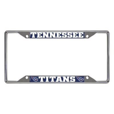 Fan Mats  LLC Tennessee Titans Chrome Metal License Plate Frame, 6.25in x 12.25in Blue
