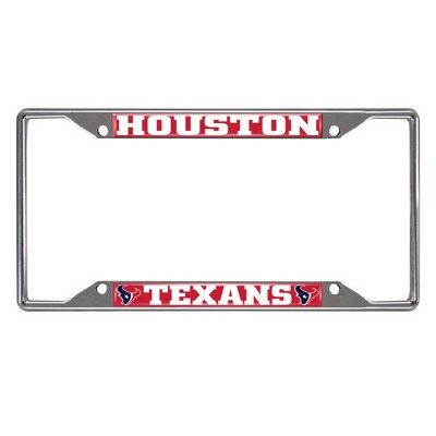 Fan Mats  LLC Houston Texans Chrome Metal License Plate Frame, 6.25in x 12.25in Red