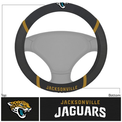 Fan Mats  LLC Jacksonville Jaguars Embroidered Steering Wheel Cover Black