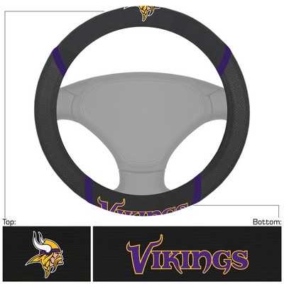 Fan Mats  LLC Minnesota Vikings Embroidered Steering Wheel Cover Black