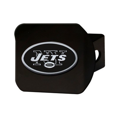 Fan Mats  LLC New York Jets Black Metal Hitch Cover with Metal Chrome 3D Emblem Black