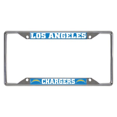 Fan Mats  LLC Los Angeles Chargers Chrome Metal License Plate Frame, 6.25in x 12.25in Blue