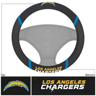 Fan Mats  LLC Los Angeles Chargers Embroidered Steering Wheel Cover Black