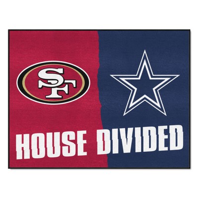 Fan Mats  LLC NFL House Divided - 49ers / Cowboys House Divided Rug - 34 in. x 42.5 in. Multi