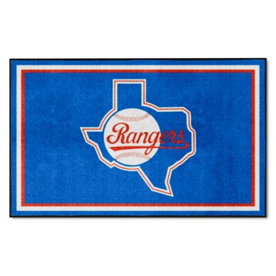 Fan Mats  LLC Texas Rangers 4ft. x 6ft. Plush Area Rug Blue