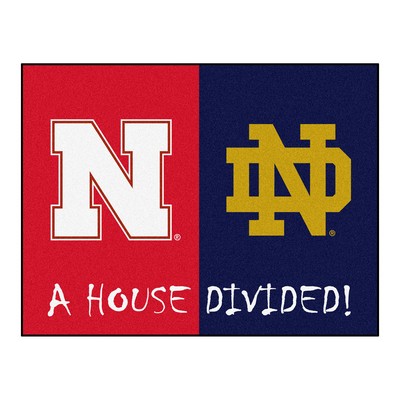 Fan Mats  LLC House Divided - Nebraska / Notre Dame House Divided House Divided Rug - 34 in. x 42.5 in. Multi
