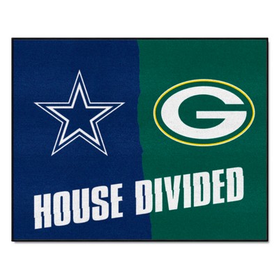 Fan Mats  LLC NFL House Divided - Packers / Cowboys House Divided Rug - 34 in. x 42.5 in. Multi