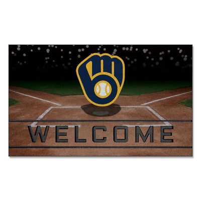 Fan Mats  LLC Milwaukee Brewers Crumb Rubber Door Mat Blue
