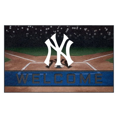 Fan Mats  LLC New York Yankees Rubber Door Mat - 18in. x 30in. Navy