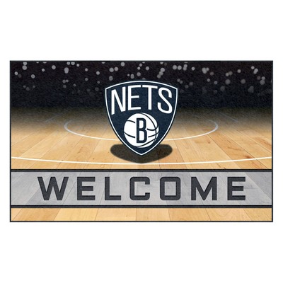 Fan Mats  LLC Brooklyn Nets Rubber Door Mat - 18in. x 30in. Black