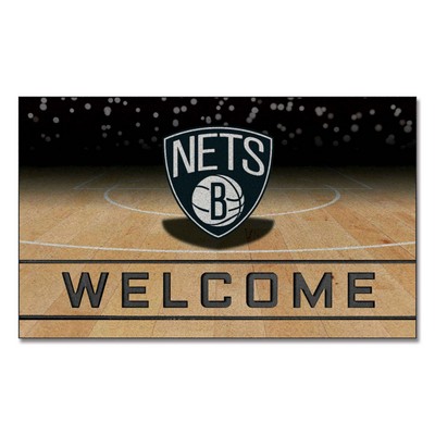 Fan Mats  LLC Brooklyn Nets Crumb Rubber Door Mat Black