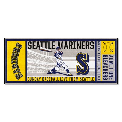 Fan Mats  LLC Seattle Mariners Ticket Runner Rug - 30in. x 72in. Gray