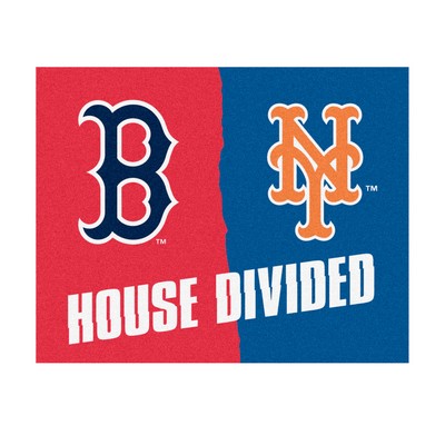Fan Mats  LLC MLB House Divided - Red Sox / Mets House Divided Rug - 34 in. x 42.5 in. Multi