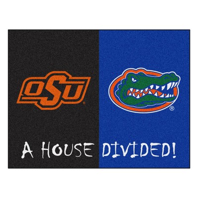 Fan Mats  LLC House Divided - Oklahoma State / Florida House Divided House Divided Rug - 34 in. x 42.5 in. Multi