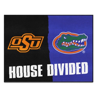 Fan Mats  LLC House Divided - Oklahoma State / Florida House Divided House Divided Rug - 34 in. x 42.5 in. Multi